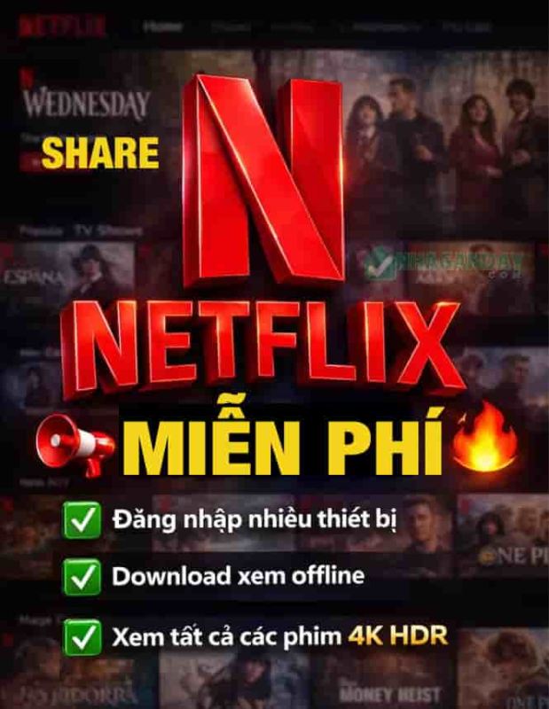 Share tài khoản Netflix free 2026 trên TV và điện thoại