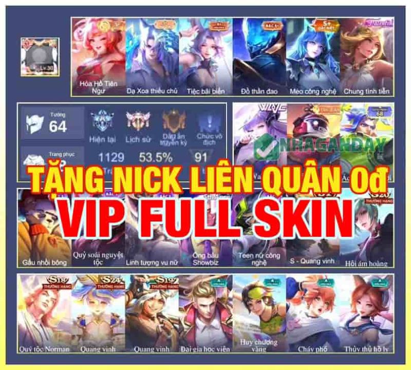 Tặng Acc Liên Quân Miễn Phí Nick Vip Full Skin 2026
